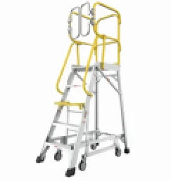Aluminum Rolling Platform Ladder with Work Platform Non-Slip Mobile 170 kg Capacity for Warehouse Use