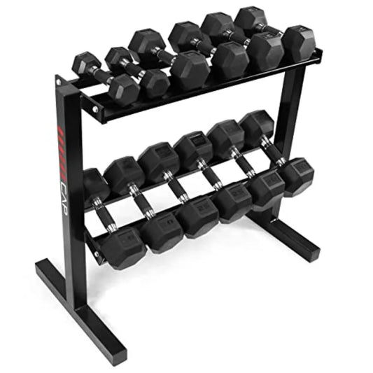 WF Athletic Supply Rubber Encased Hex Dumbbells with Rubber Grip Contoured Handle for Muscle Toning Strength Building Full Body