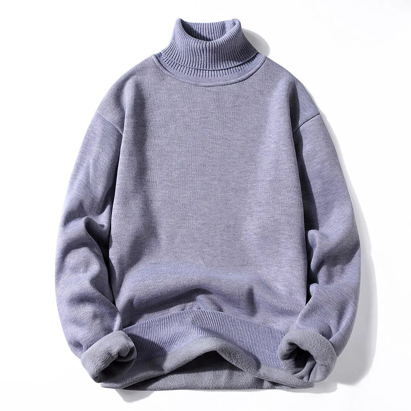 M-3XL Mens Thick Turtle Neck Jumpers Polo High Neck Roll Up Fleece Sweater Plain Color Long Sleeve Pullover Winter Clothing Tops