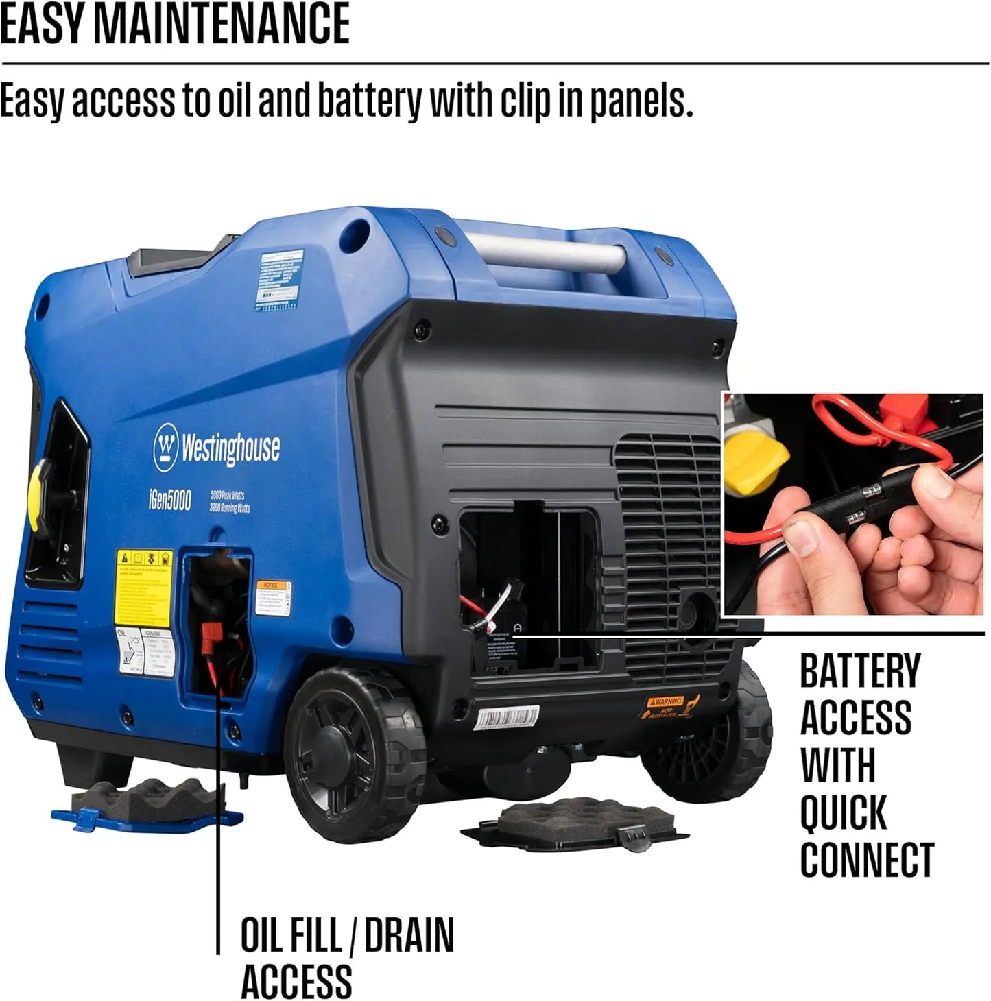 5000W Super Quiet Portable Inverter Generator with Remote Start, RV Ready, Gas Powered, Parallel Capable