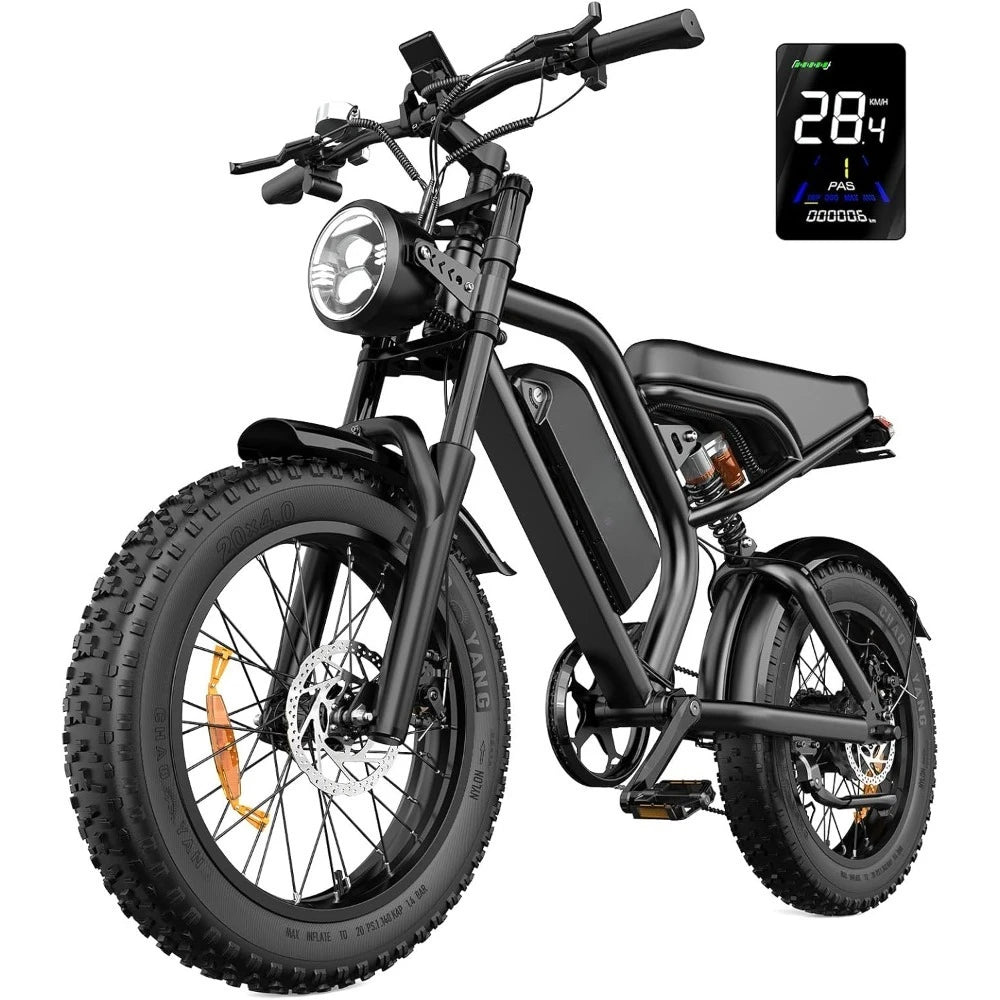 Electric Bike for Adults, 20 inch Fat Tire Ebike with Peak 1500W Motor 48V, 7 Speed Dirt Electric Motorcycle Bicycle