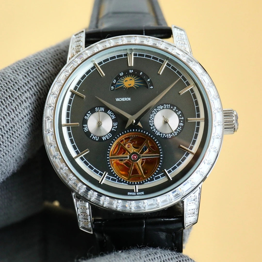 VC Top Brand Reissue Watch with Versatile Case and Moon Phase Design for Men