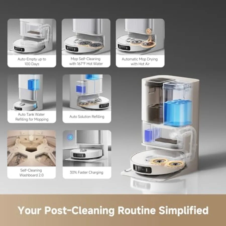 L40s Ultra AE Robot Vacuum and Mop Combo 19 000Pa Suction Self Emptying Dust Box Flexible Mop and 167℉ Self Cleaning Washboard