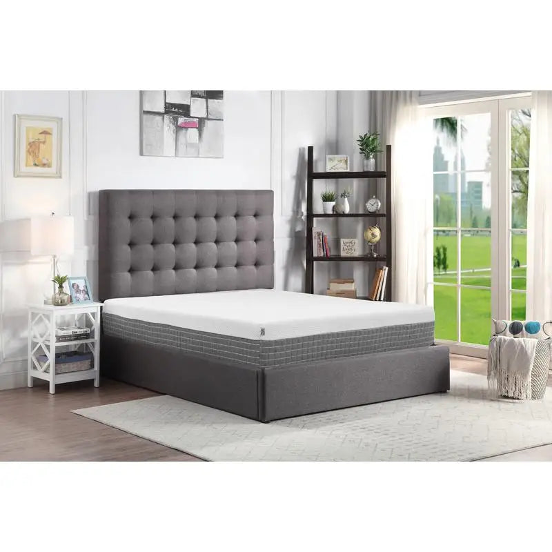12" Hybrid Foam & Coil Mattress, California King, White & Grey Cover, 5-Layer Comfort Design