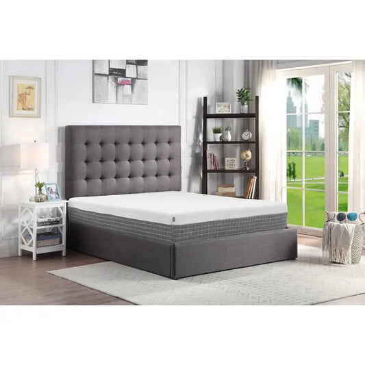 12" Hybrid Foam & Coil Mattress, California King, White & Grey Cover, 5-Layer Comfort Design