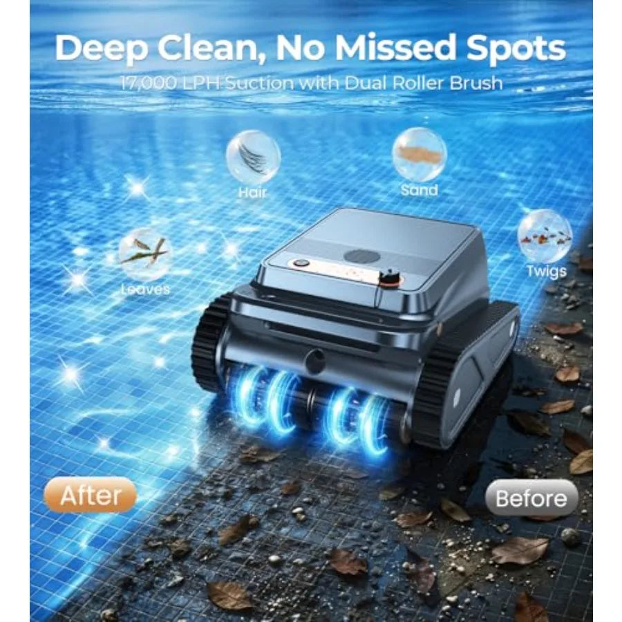U8 Cordless Robotic Pool Cleaner Wall and Waterline Cleaning Smart Navigation Auto-Docking 150 Min Runtime Pool Vacuum Robot fo