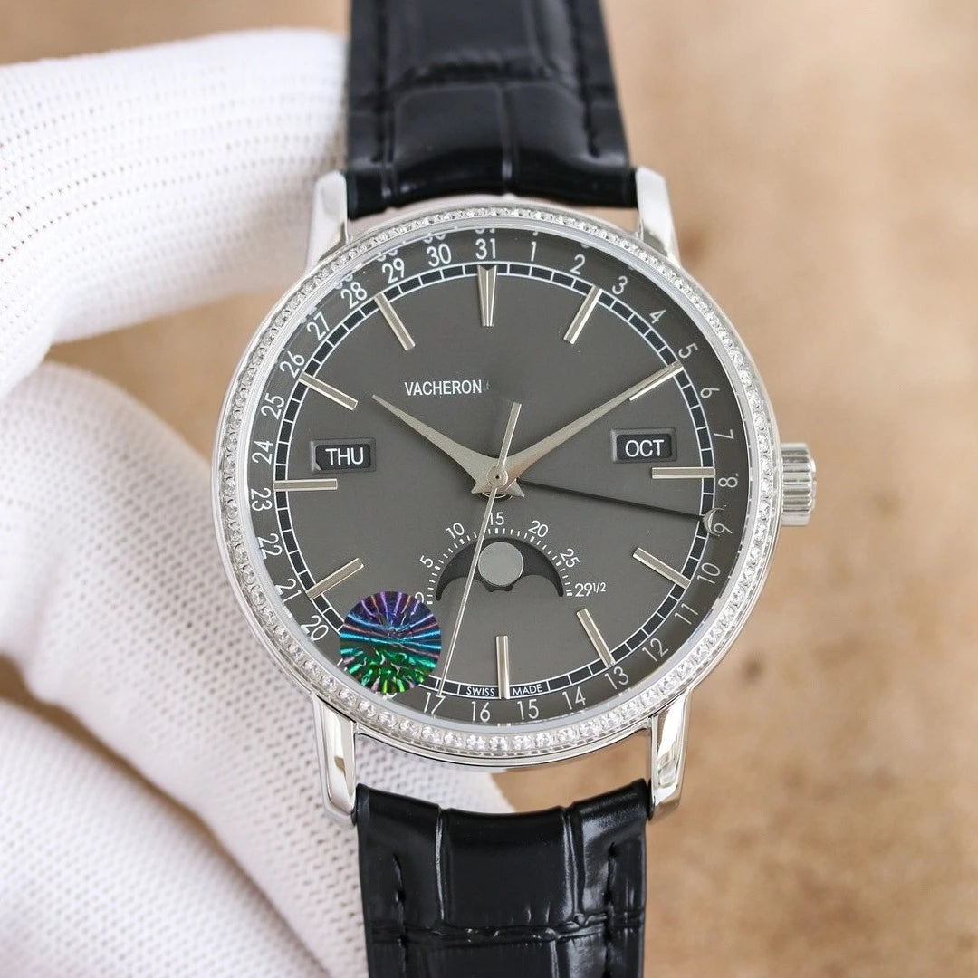 VC Top Brand Reissue Watch with Versatile Case and Moon Phase Design for Men