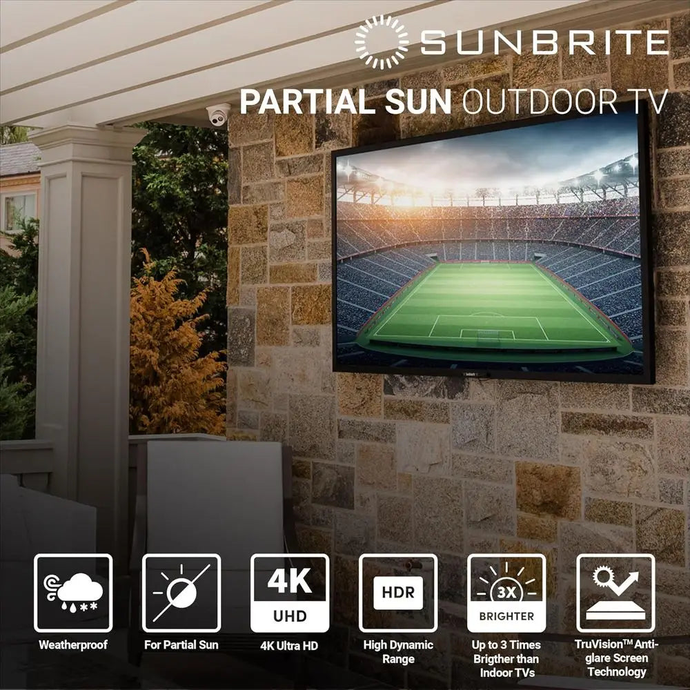 SunBrite SE 43-inch Partial Sun Outdoor TV | 4K Ultra HD LED Weatherproo Teion - Includes Speaker bar (SB-SE-43-4K-BL)