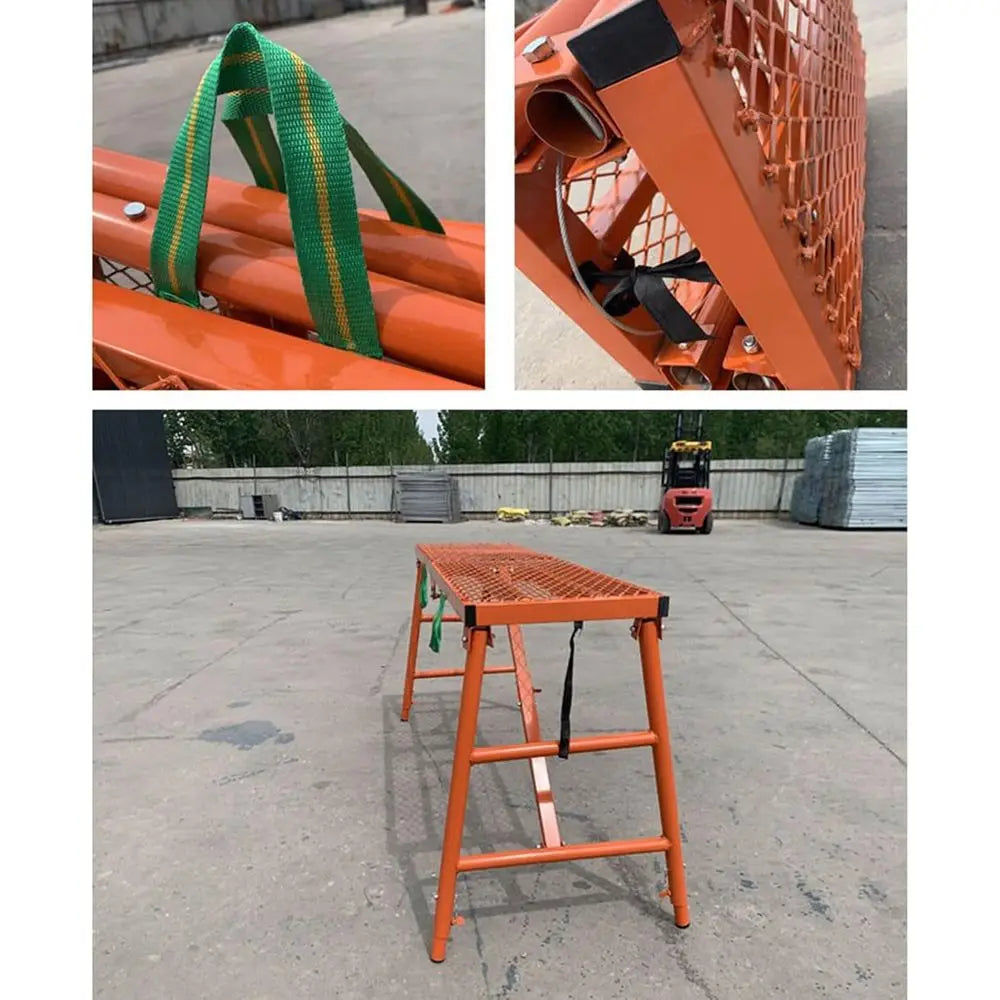 Adjustable Height Folding Scaffolding Platform, Step Ladder with Bench for Construction and Cleaning Tasks