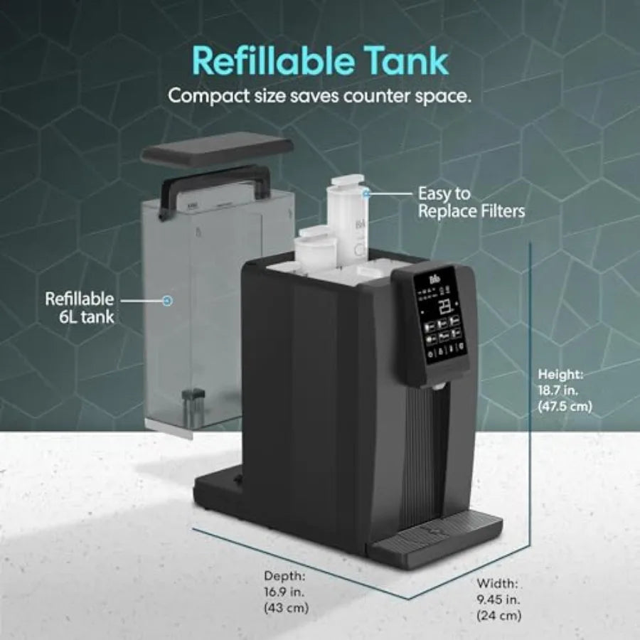 Q20 Touchscreen Countertop Water Dispenser with 3 Stage RO Filtration System Instant Hot Cold Room Temperature with 6 Presets L