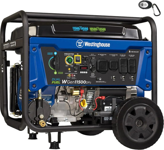 14500W Dual Fuel Portable Generator with Remote Start, Transfer Switch Ready for Home Backup