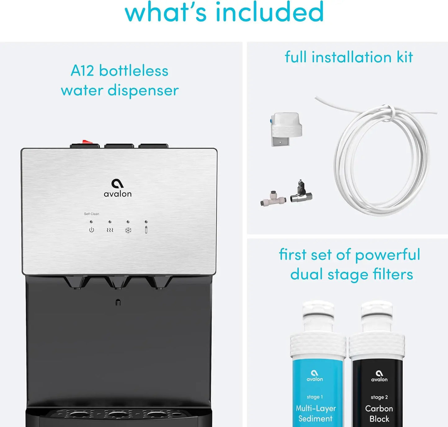 Countertop Bottleless Water Dispenser with 3 Temperatures, Self-Cleaning, Stainless Steel Design