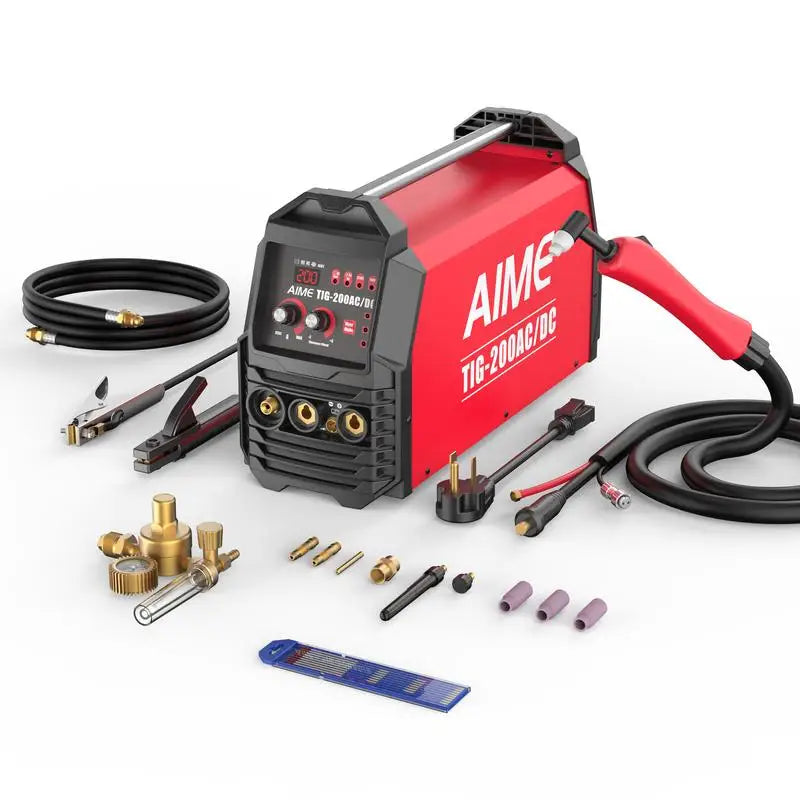 200A AC DC TIG Welder, 6 in 1 Multi-Process Aluminum & Stick Welding Machine, 110V/220V Dual Voltage, IGBT Inverter with LCD