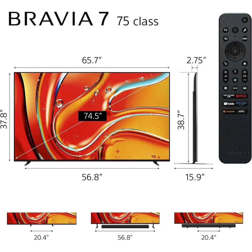 75 Inch Mini LED QLED 4K Ultra HD TV BRAVIA 7 Smart TV with Dolby Vision HDR and Exclusive eatures or 5 (K-75XR70)