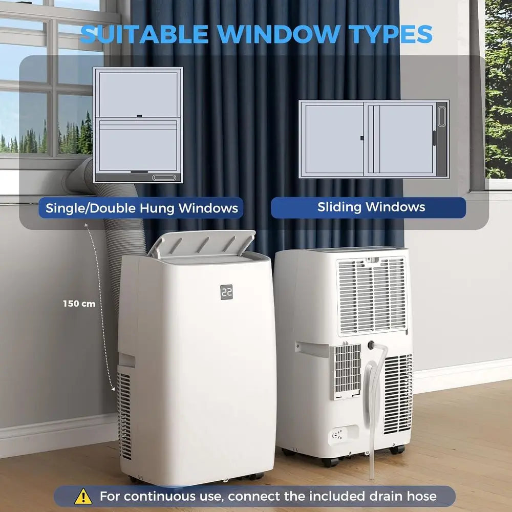 3-in-1 12000 BTU Portable Air Conditioner for Rooms up to 550 Sq. Ft. with Cooling, Dehumidifying, and Fan Modes, 24H Timer, 3 S