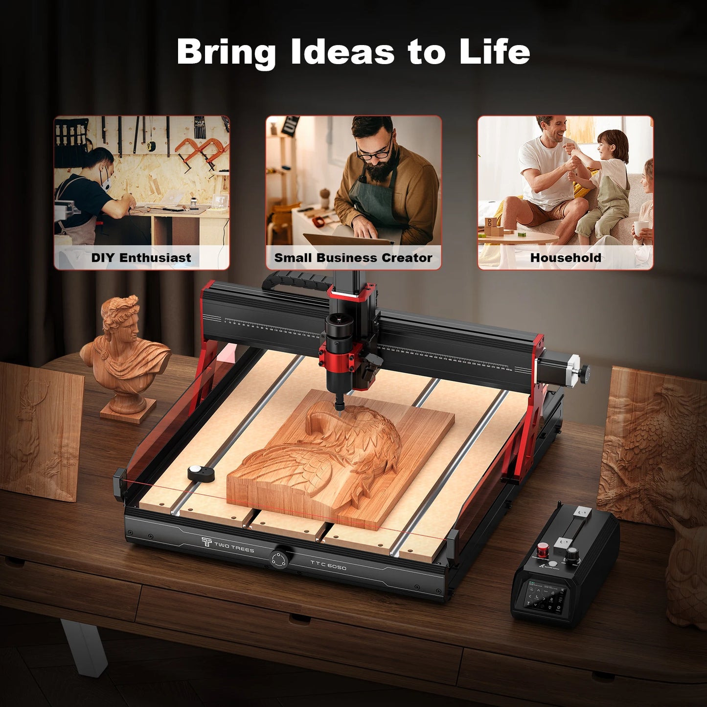 Twotrees TTC6050 CNC Router Wood Router Woodworking Machinery CNC Tools Milling Cutting Machine For Circuit Board Metal PCB PVC