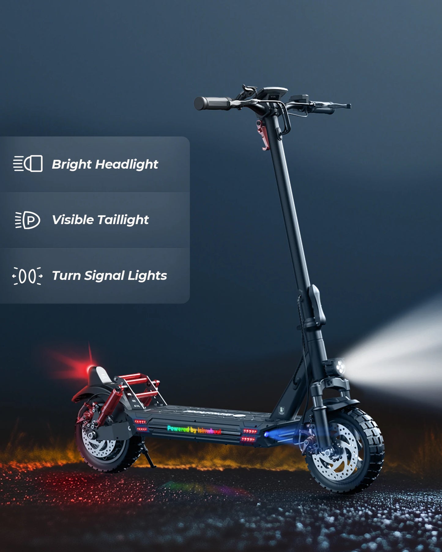 Electric Scooter For Adult Isinwheel 10" With 800W Motor Top Speed 28Mph E-Scooter APP Connection 10AH Range 28Miles Load 330Ibs