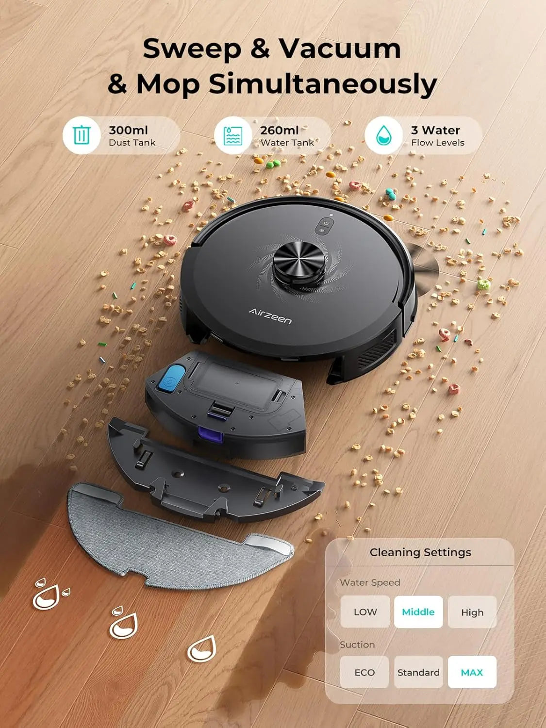 Self-Emptying Robot Vacuum and Mop, 6000Pa Suction with LiDAR Navigation, Smart Mapping, App Control for Pet Hair