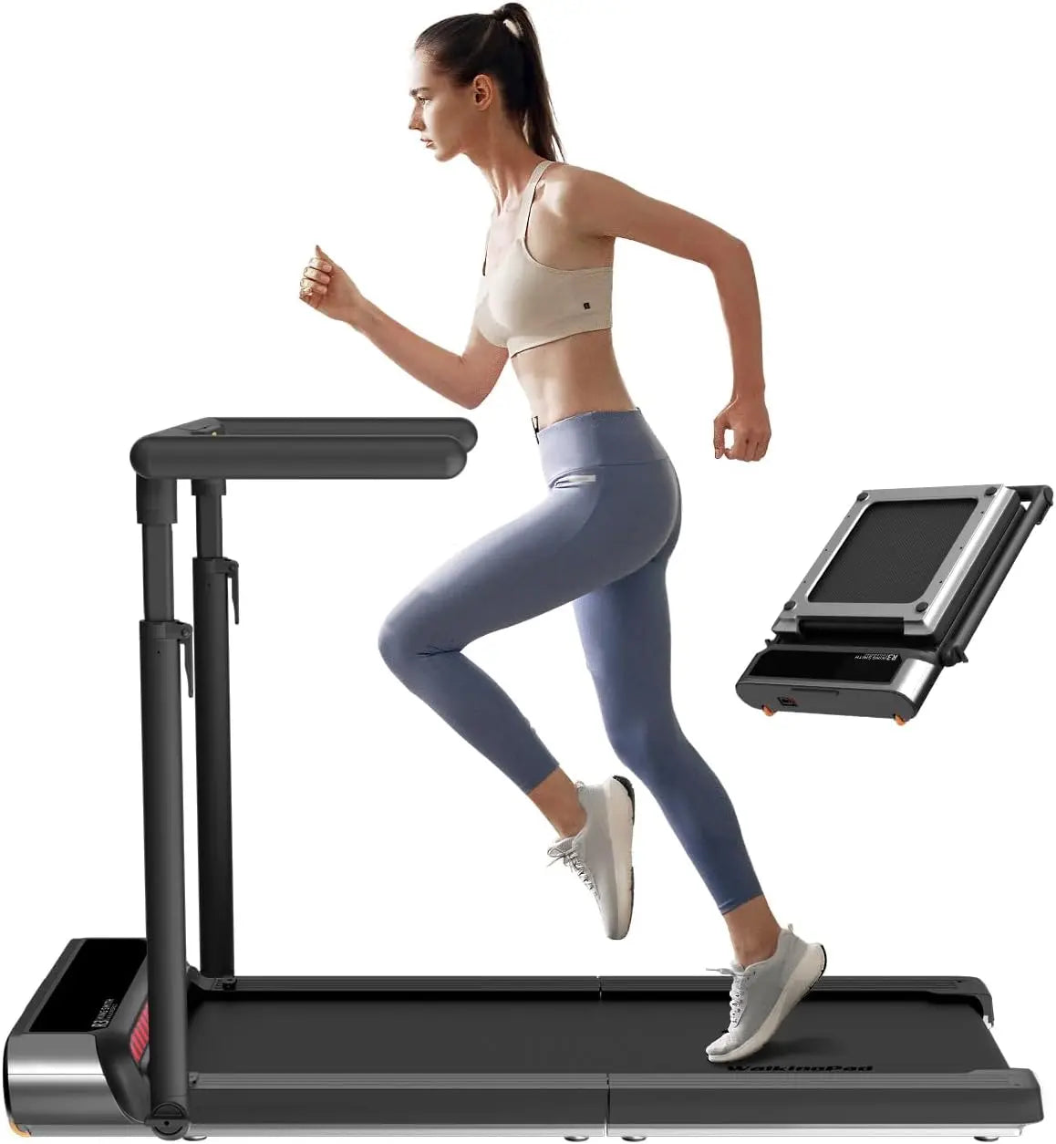 Folding Treadmill, 2 in 1 Walking Pad Under Desk Treadmill for Home and Office, Compact Foldable Design with App, Customized