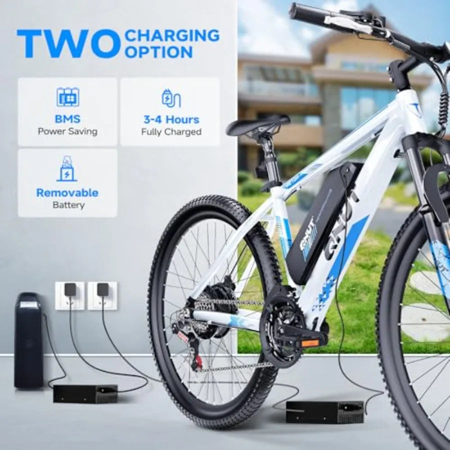 Electric Bike for Adults 750W Peak 26 Ebike for Men Women Teens with 375WH Battery 21 Speed 20Mph Up to 40 Miles Front Suspensi