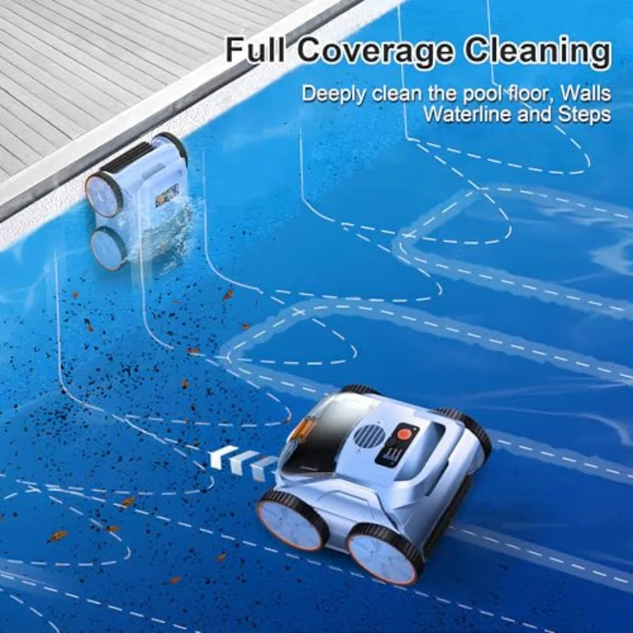 2025 New Robotic Pool Vacuum for Inground Pools Smart Navigation Pool Robot with Floor/Wall/Waterline Cleaning 180 Mins Runtime