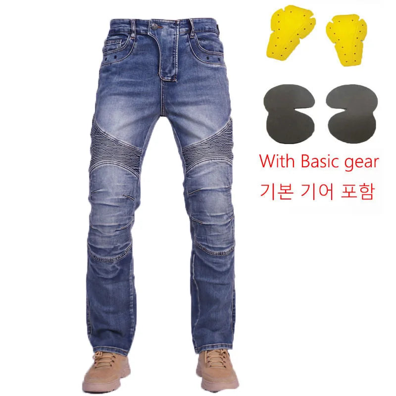 Amekaji Kevlar in Knee Motorcycle Jeans Moto pants Leisure Riding Trousers Motocross Aramid Riding Pants With Hip Knee Pads