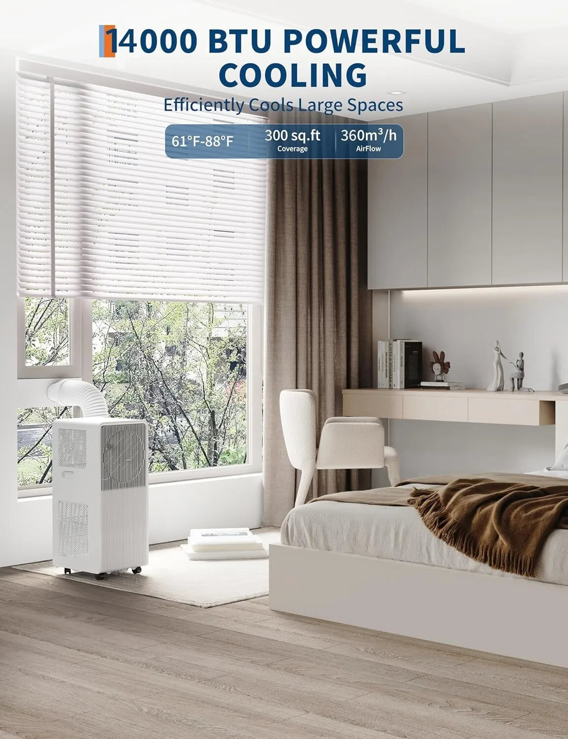 14000 BTU Portable Air Conditioner 3 in 1 AC Dehumidifier Fan for with Remote