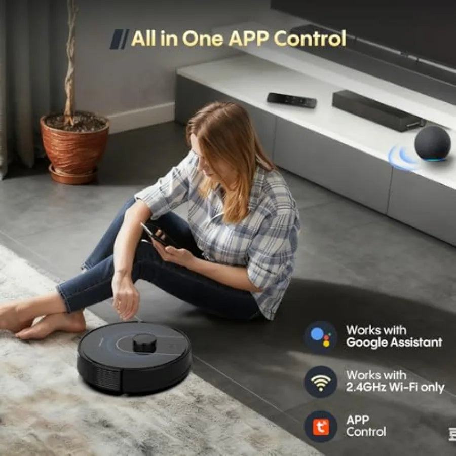 Smart Robot Vacuum and Mop 6000Pa Strong Suction with LiDAR Navigation for Hard Floors Carpet Pet Hair WiFi Alexa Compatible