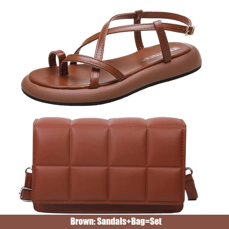 Platform Sandals Women Summer Beach Fashion Sexy Flat Casual Cross Peep TToe Ladies Shoes Woman Black Sandals Rome Flip Flops