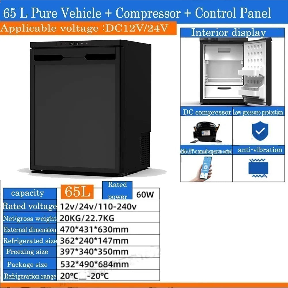 65L Portable Car Fridge RV Freezer 12V Mini Refrigerator Truck Electric Cooler
