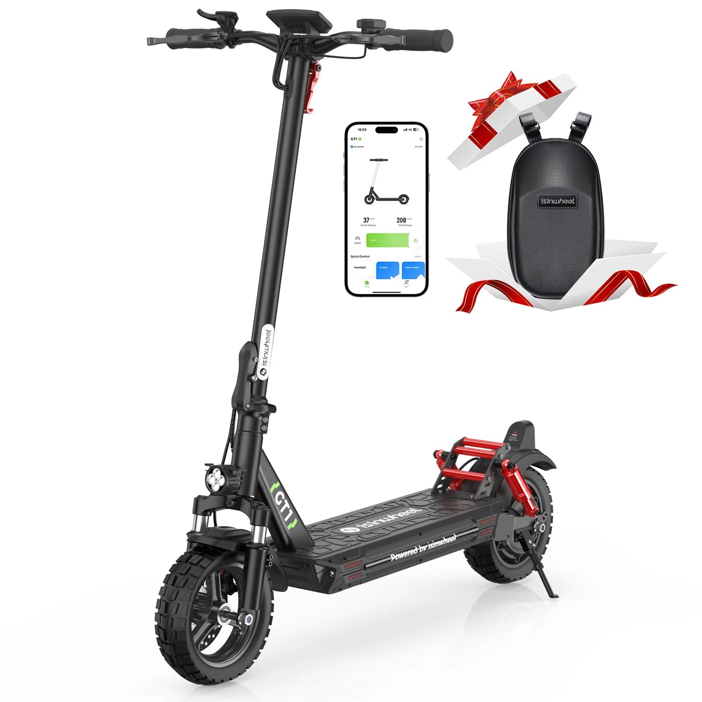 Electric Scooter For Adult Isinwheel 10" With 800W Motor Top Speed 28Mph E-Scooter APP Connection 10AH Range 28Miles Load 330Ibs