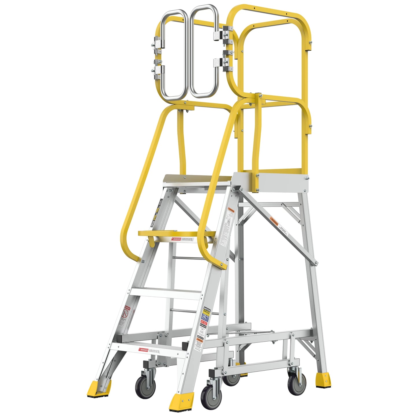 Aluminum Rolling Platform Ladder with Work Platform Non-Slip Mobile 170 kg Capacity for Warehouse Use