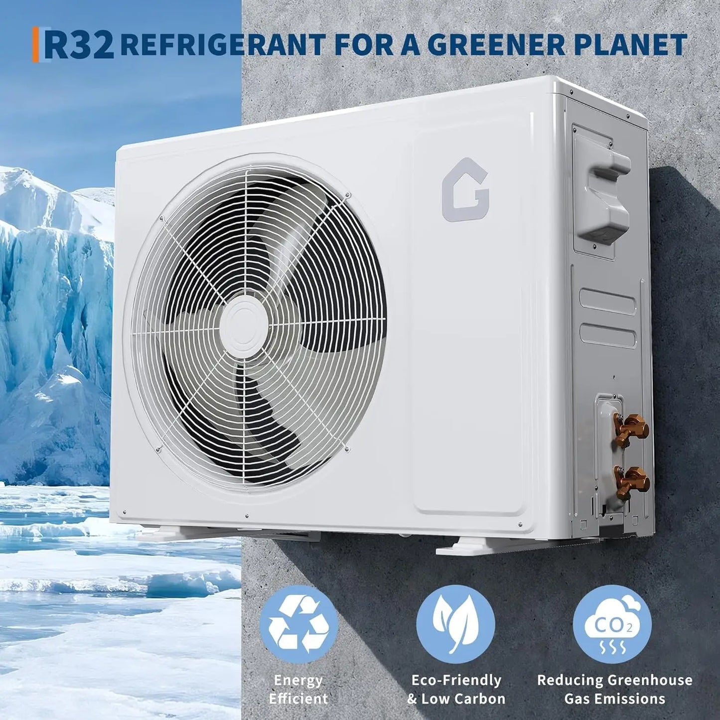 18000 BTU 19 SEER2 Ductless Mini Split Air Conditioner & Heat Pump 230V - 750-1250 sq ft Cooling Heating Dehumidifier 42dB
