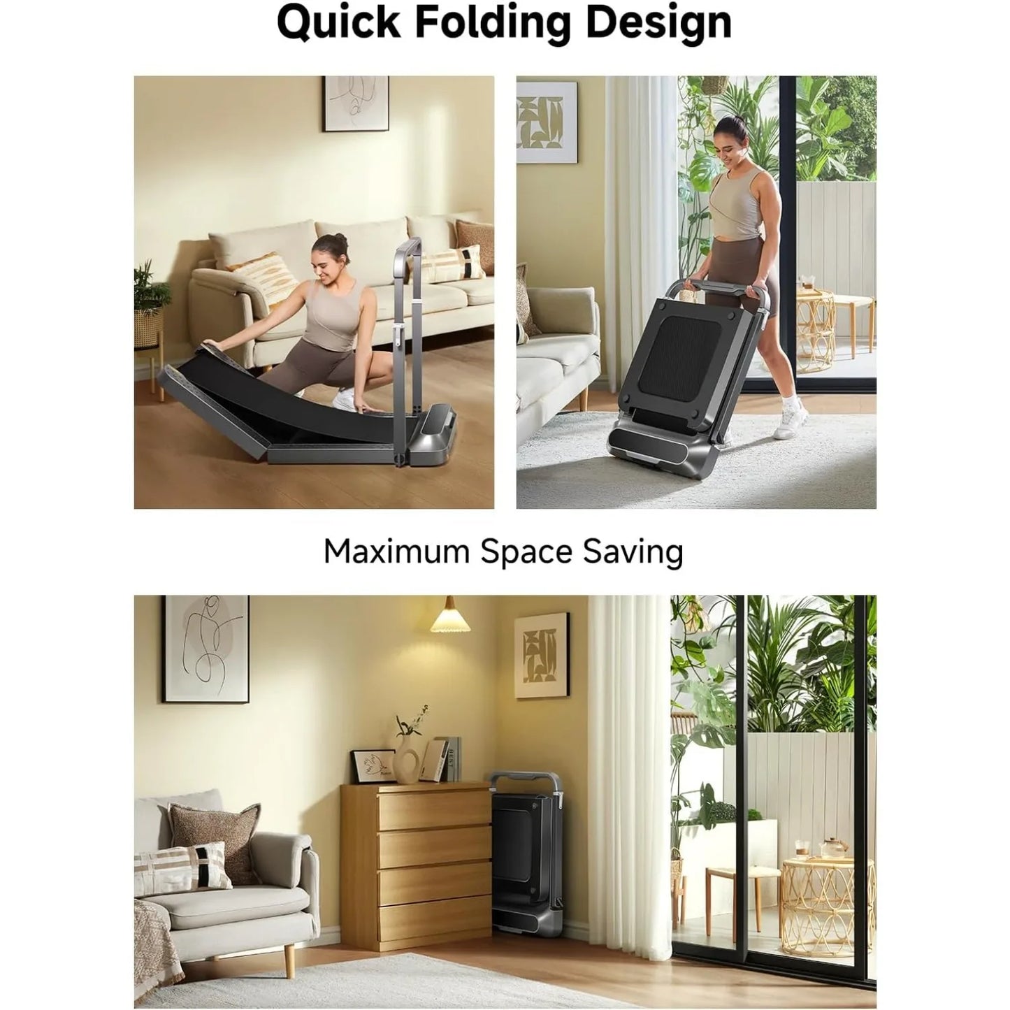 Folding Treadmill, 2 in 1 Walking Pad Under Desk Treadmill for Home and Office, Compact Foldable Design with App, Customized