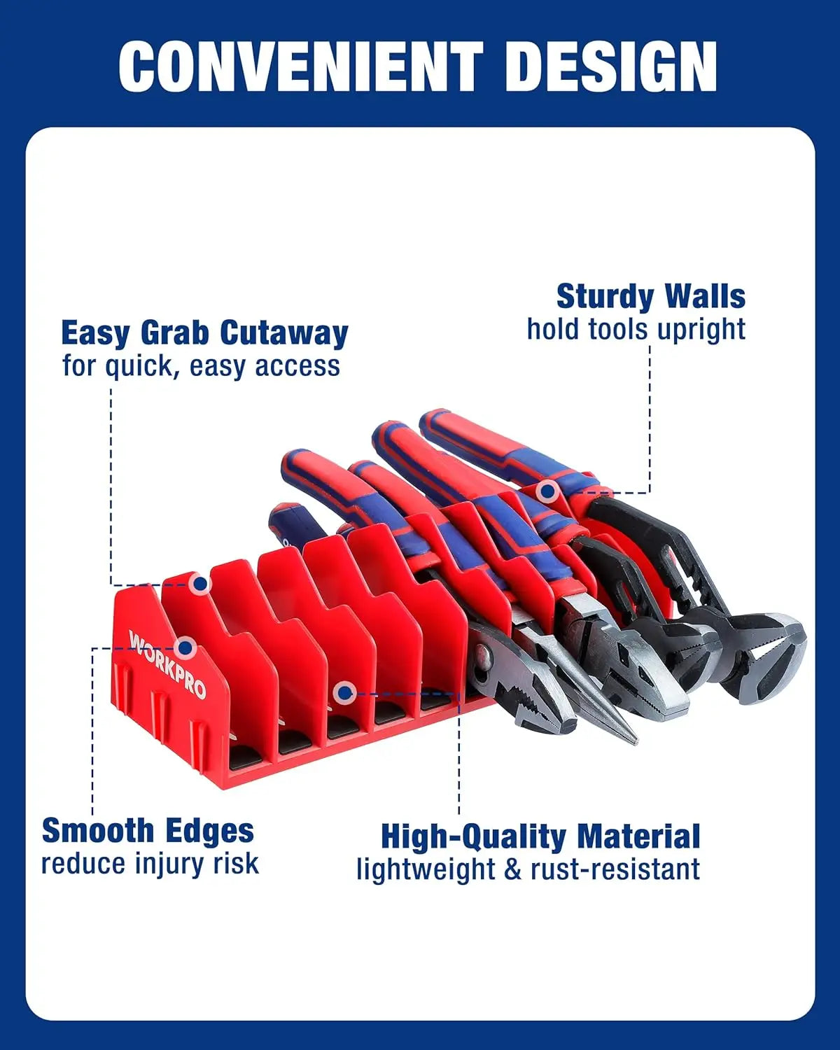 4-Pack Plier Organizer Rack with Non-Slip Base, 40-Slot Tool Storage for Pliers and Hand Tools (Tools Not Included)