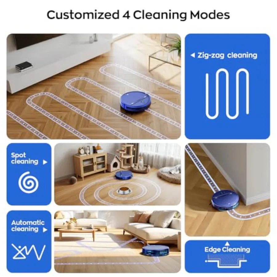 Robot Vacuum and Mop Combo for Pet Hair Robotic Vacuum for Hard Floors and Carpets 2.87'' Ultra-Slim with 3D Obstacle Avoidance