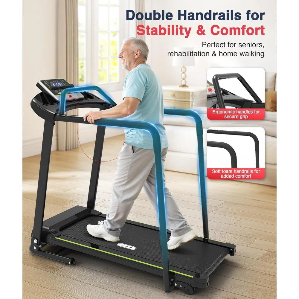 Walking Treadmill with Long Handrail for Balance, Recovery Fitness Exercise Machine Foldable for Home use with, Customized