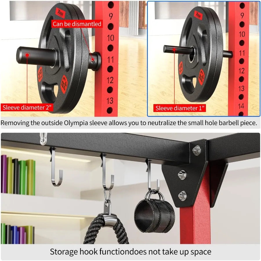 Power Rack Power Cages MultiFunction Squat Rack with Cable Crossover System Selectable More Training Attachment Weight Cage for