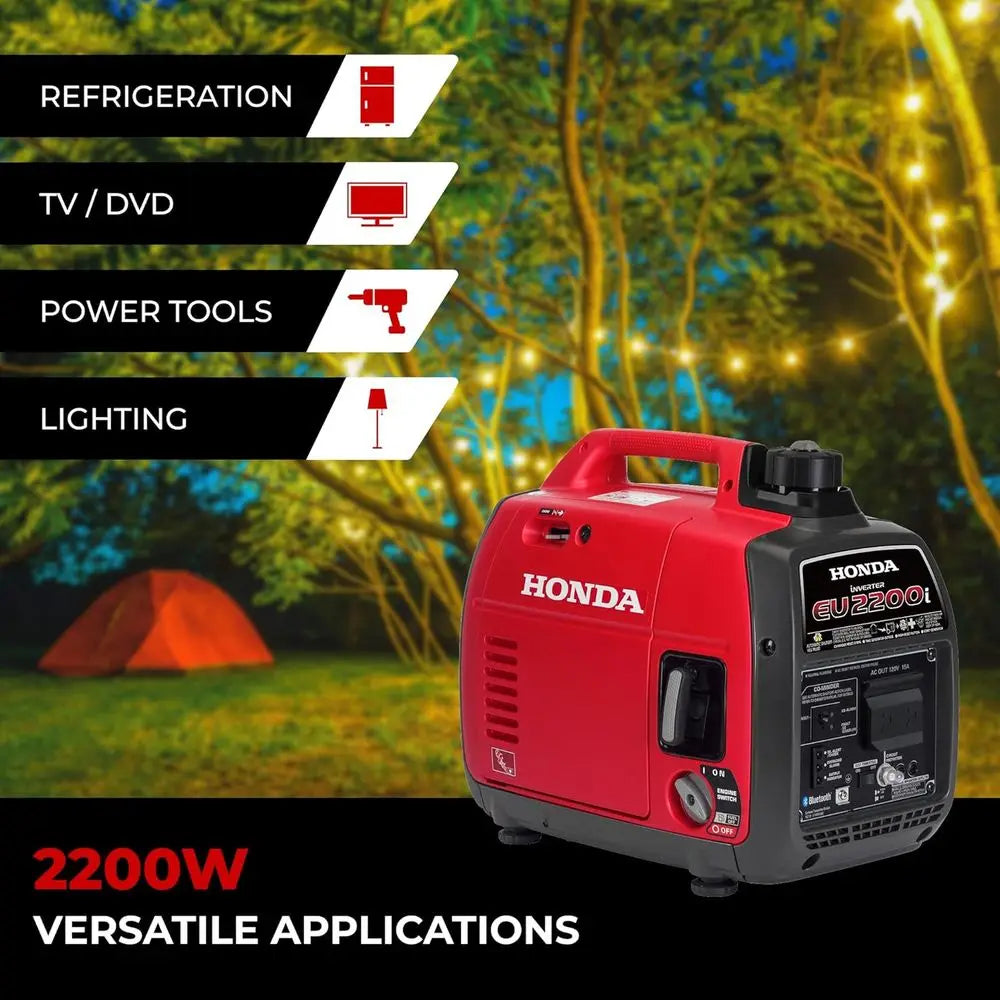 EU2200i 2200 Watt Inverter Generator, Super Quiet 120V Gas Powered Portable Generator or Camping or Home Backup Power Supply, Up