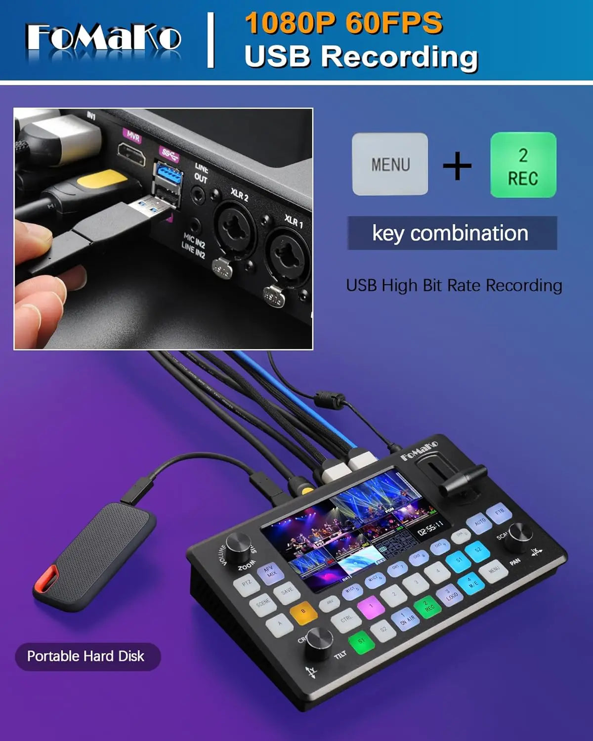 FoMaKo NDI 6 Camera 20X Optical Zoom NDI PTZ Camera HDMI(2pcs) +KC601 Pro Video Mixer Switcher+ KC608 Pro PTZ Controller