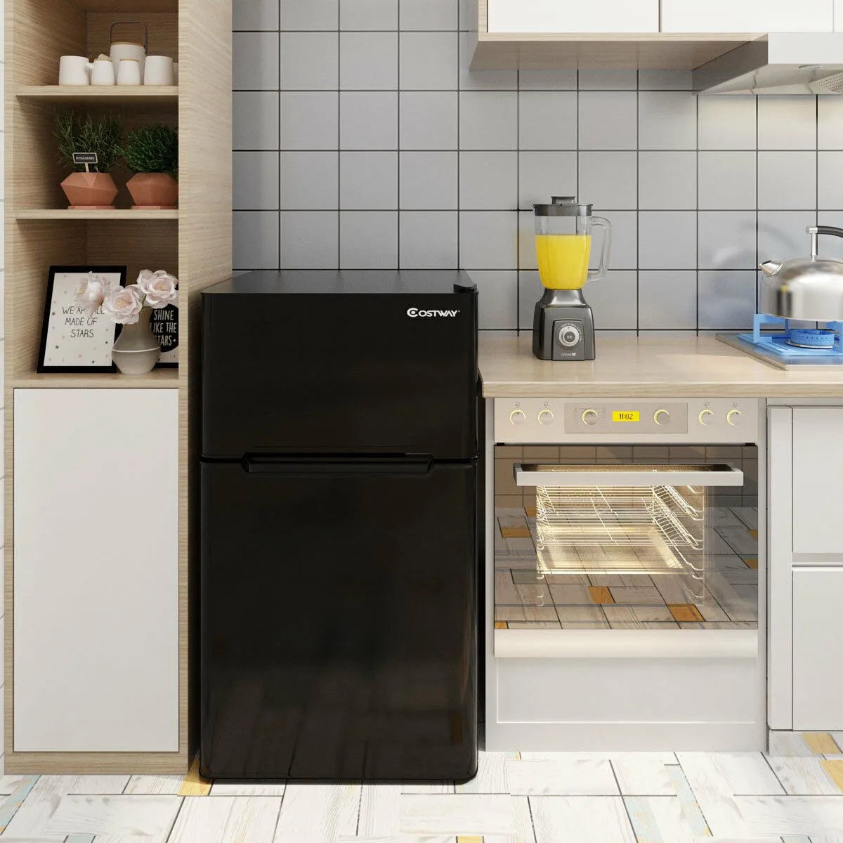 Stainless Steel Refrigerator Small Freezer Cooler Fridge Compact 3.2 cu ft. Unit