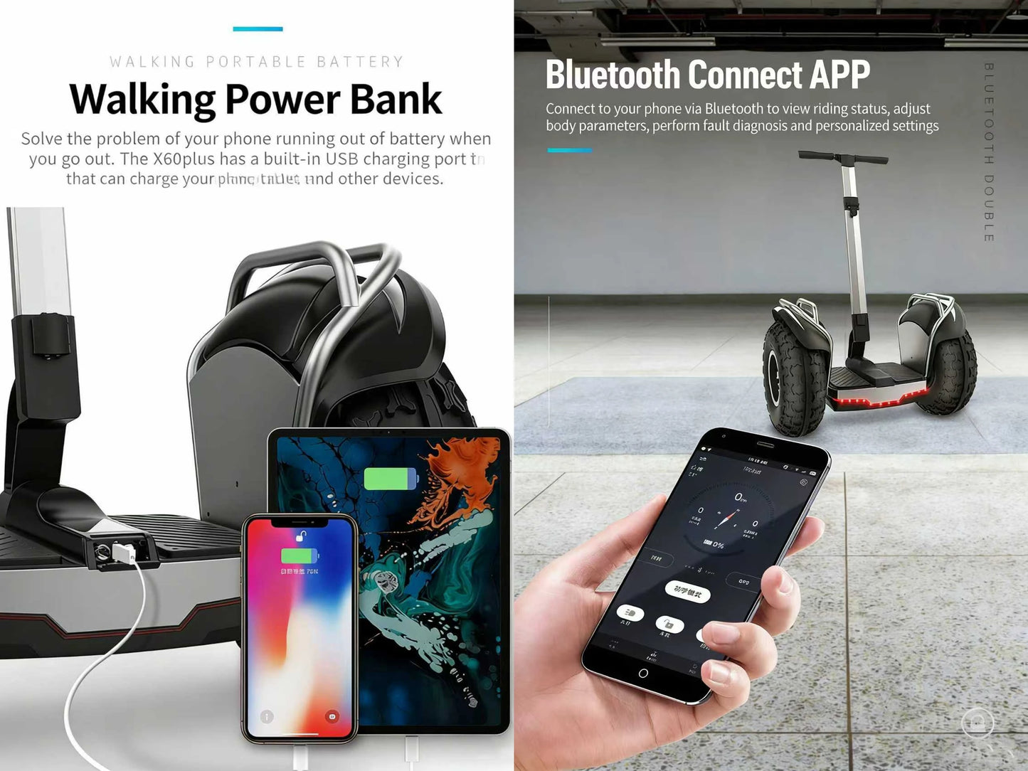Readygo X60 plus Long Range 20 inch Fat Tire Electric Balance Scooter  Off-Road Ready Patrol Scooter