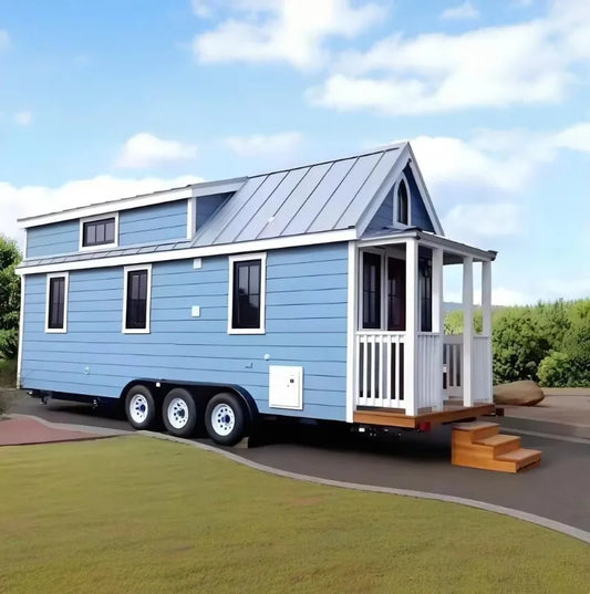 Customized Modern Tiny House Mobile Cabin On Wheels Convenient Trailer House Design For Bedroom Living Room Steel Structure