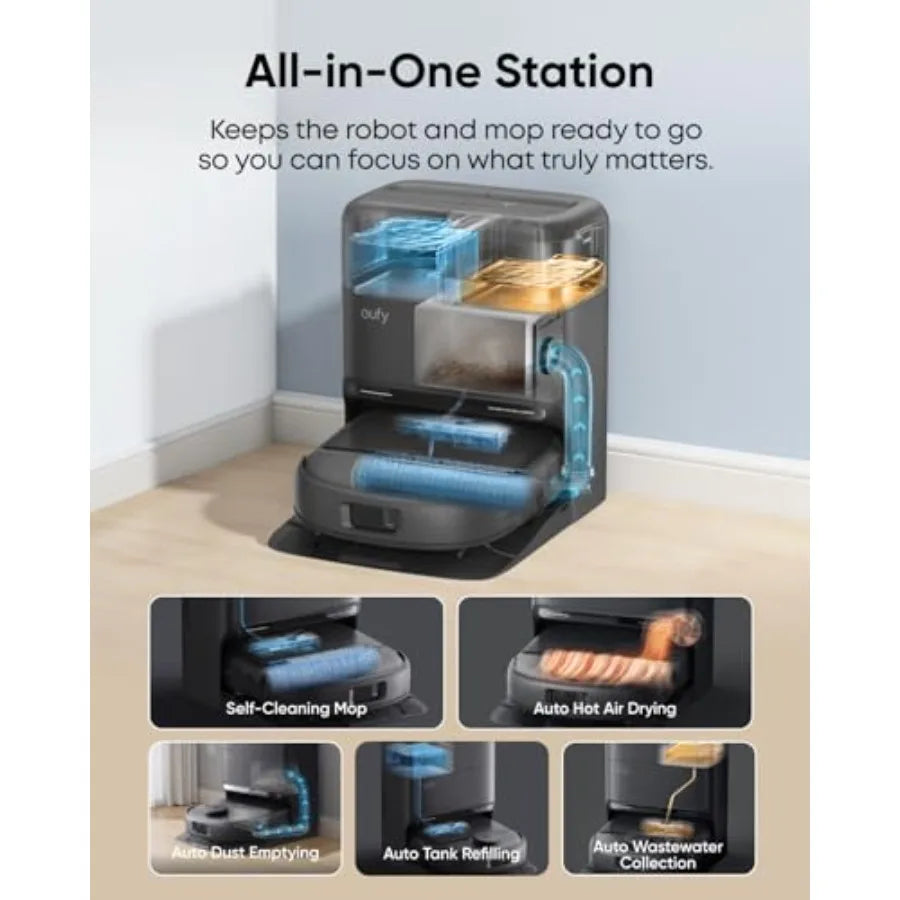 C28 Robot Vacuum and Mop Combo 15 000 Pa Suction Hardwood Tile Floor Cleaner with Zero-Tangle Pet Hair Design Auto Mop WashingD