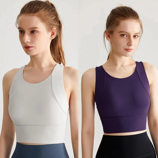 Women Sport Fixed Chest Pad Bra Female Athleisure Workout Tank Top Ladies Gym Clothes Yoga Sports Wear