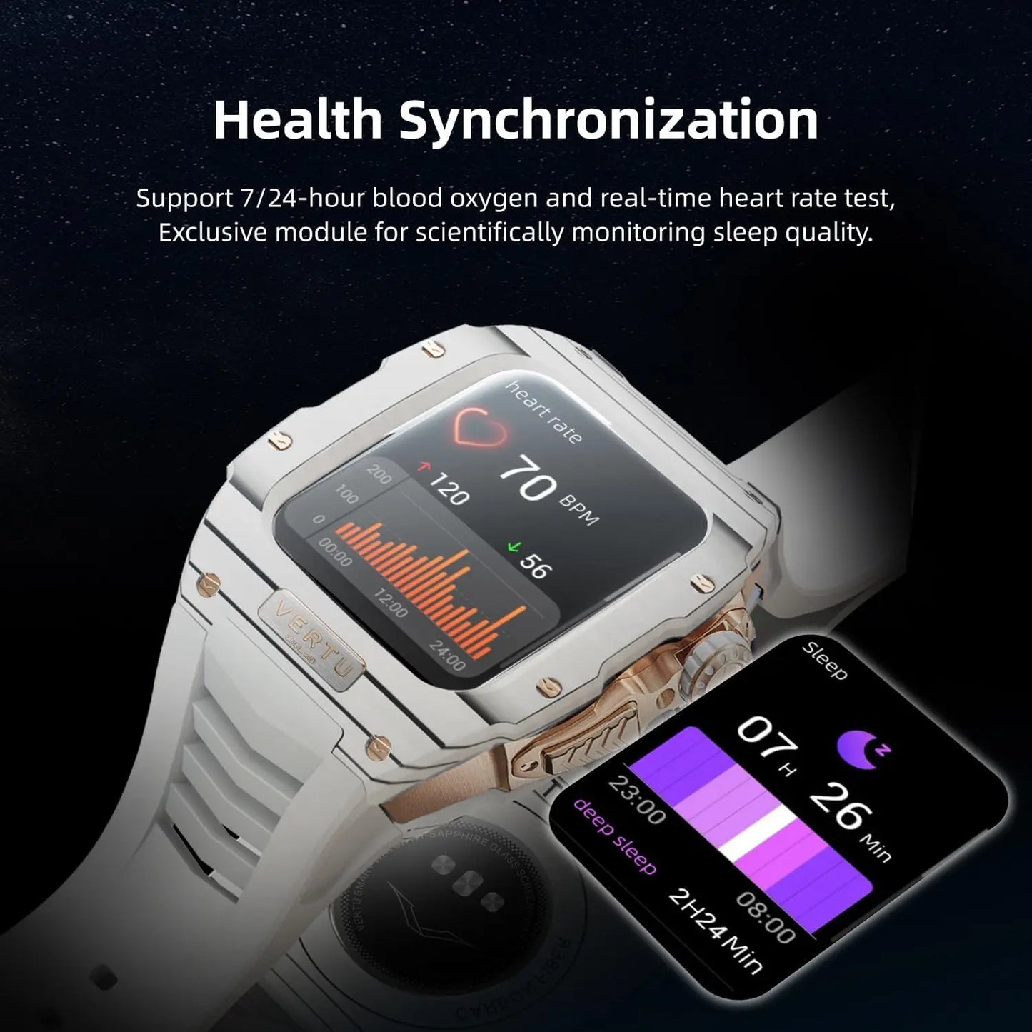 VERTU H1 Mechanical Smartwatch for Men with Sapphire Display Android Compatible Make Calls Fitness Watch Blood Oxygen Heart Rate