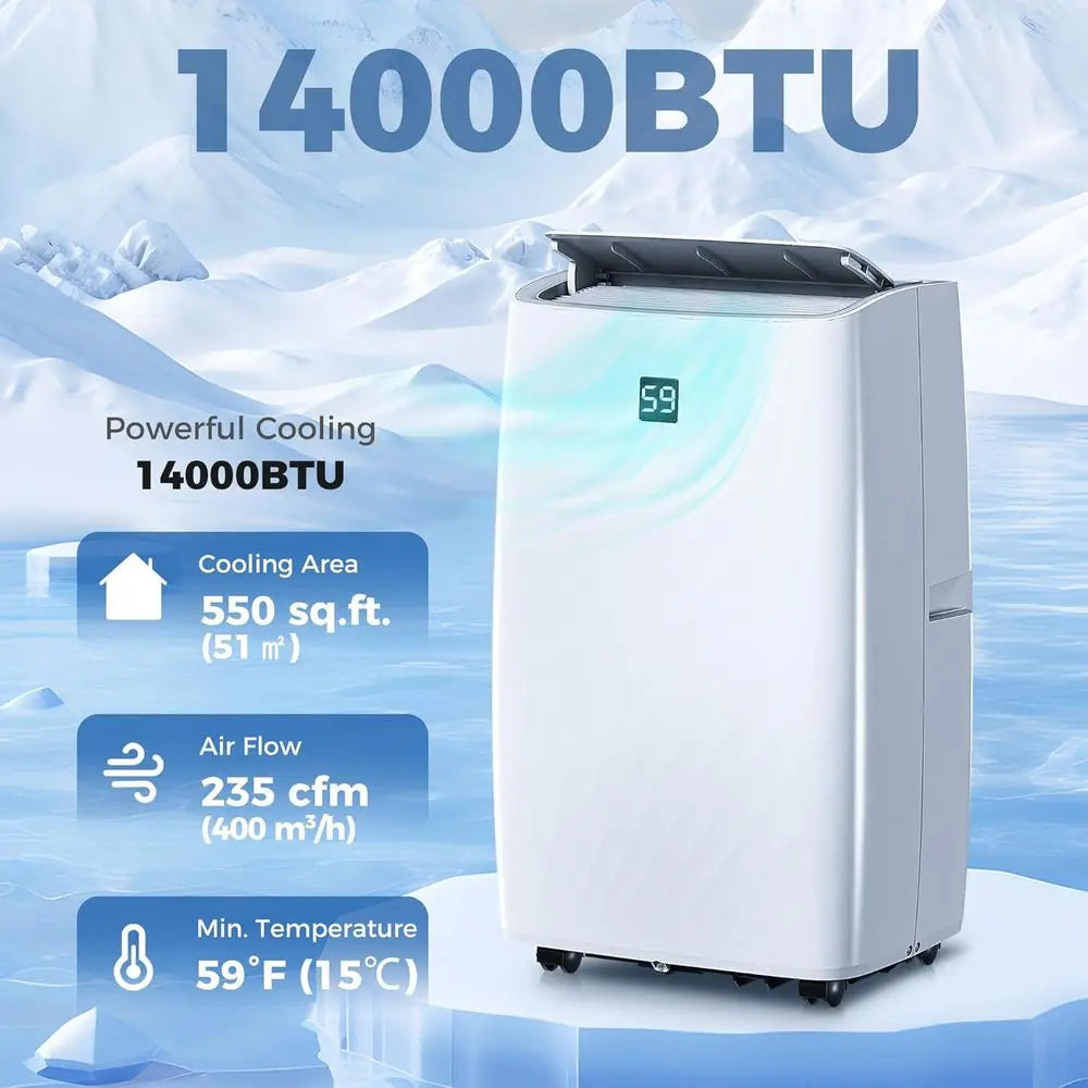 3-in-1 12000 BTU Portable Air Conditioner for Rooms up to 550 Sq. Ft. with Cooling, Dehumidifying, and Fan Modes, 24H Timer, 3 S