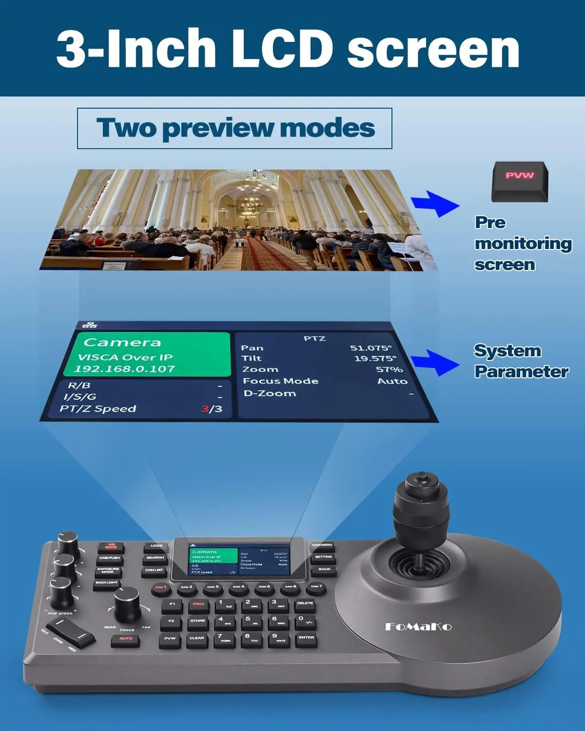 FoMaKo NDI 6 Camera 20X Optical Zoom NDI PTZ Camera HDMI(2pcs) +KC601 Pro Video Mixer Switcher+ KC608 Pro PTZ Controller