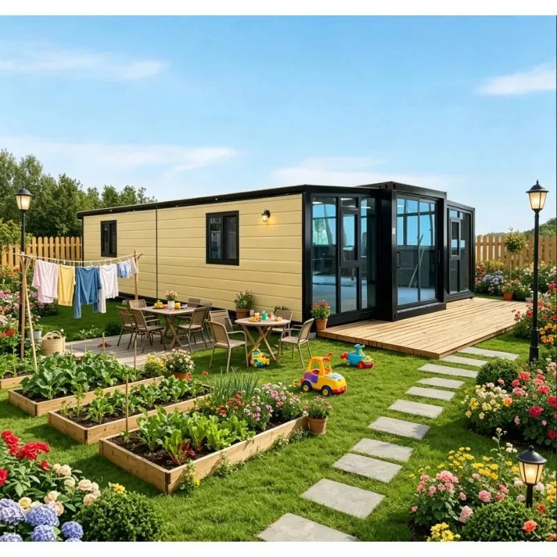 20ft Factory Direct Prefab Container House 2 Bedrooms Expandable Folding Home with Living Room Ready to Live for Family