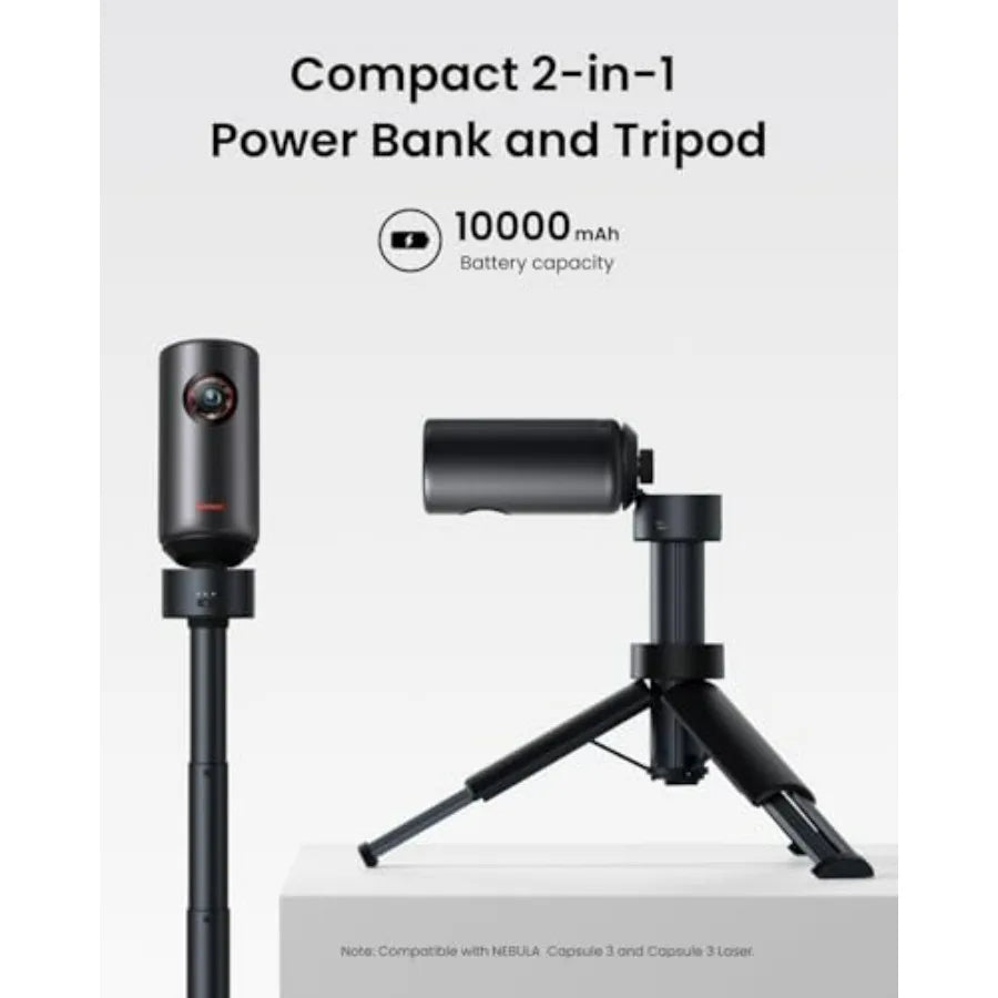 Nebula Capsule 3 Renewed With Nebula Capsule Battery Tripod for Portable Outdoor Projection Long-Lasting Battery Life Compact D